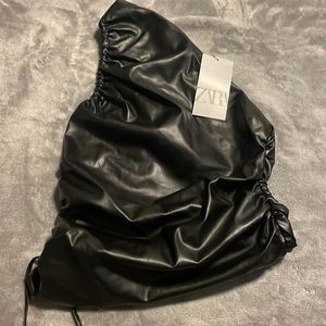 ZARA. One shoulder. Adjustable bottom. BRAND NEW! Black, Faux Leather!